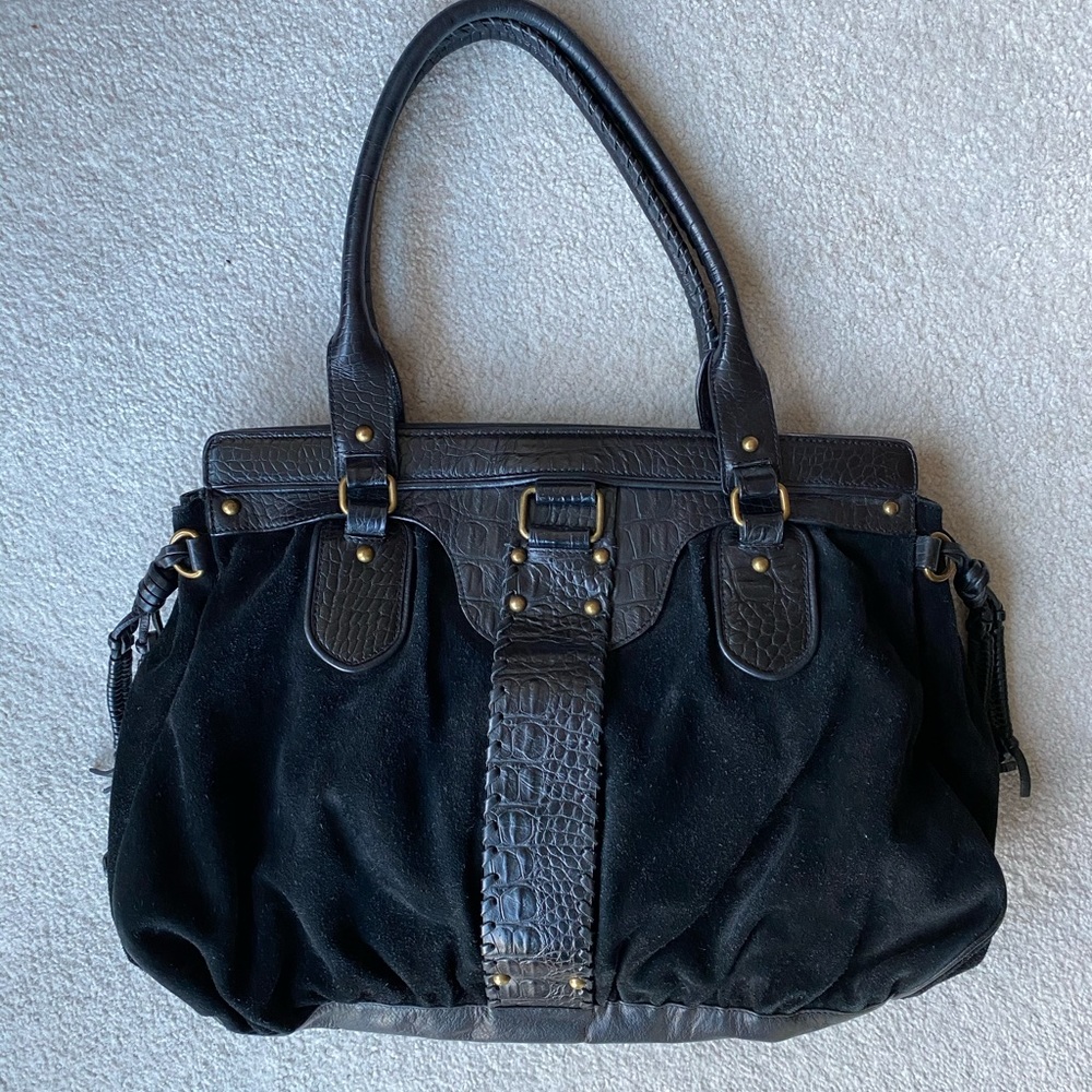 💥Cole Haan💥 black suede and leather purse